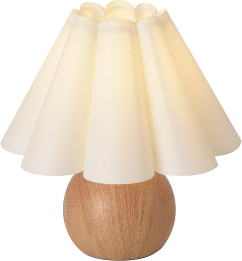 KUNJOULAM Cute Small Table Lamp, Modern Bedside Nightstand Lamp with Fabric Lampshade, Metal Base for Bedroom Home