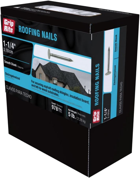Grip-Rite 114EGRFG5 1-1/4-Inch Electro-Galvanized Roofing Nails, 5 Pounds