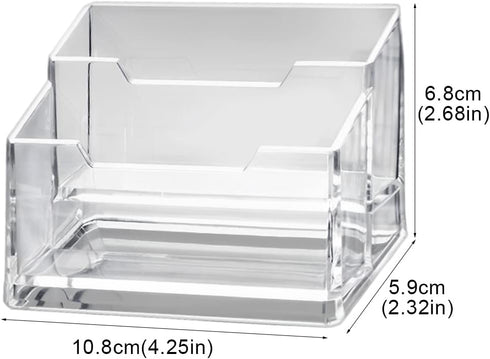 Velarionna 2 2 Acrylic Business Card Holder for Desk Tier Slots, Clear Business Card Display Stand for Men and Women