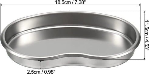PATIKIL Stainless Steel Tray, 2 Pack 18.5x11.5cm Curved Flat Type Dish Lab Instrument Tool