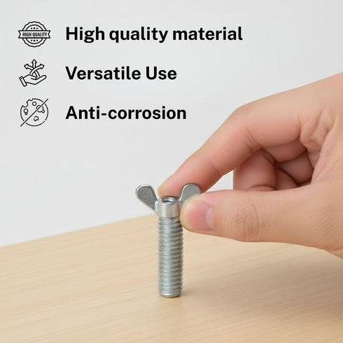 KH866 20 3/16"-24 PCS Wing Nuts, Zinc Plated Butterfly Wingnuts Wing Fasteners Parts Screws Hurrican Shutter Panel Hand