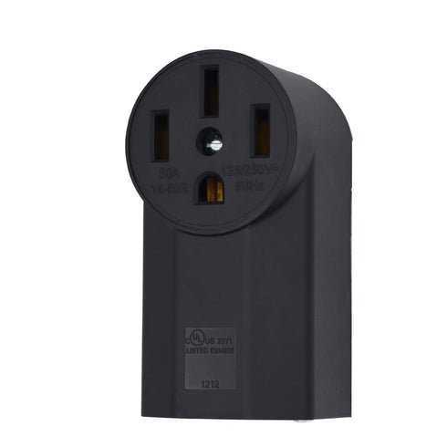 NEMA 14-50R Receptacle, 3-Pole 4-Wire Surface Mount Power Receptacle, 250V 50A UL Listed, Black