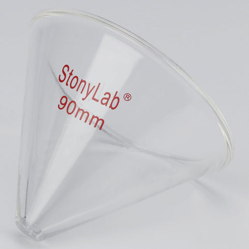 stonylab Glass Funnel, Thickened Borosilicate Glass, Stemless Funnel, 90 mm Inner Diameter for Lab Use
