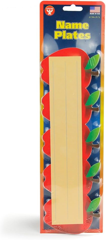 Hygloss Die-Cut Name Plate - Great Teaching Tool - Red Apples - 9.5 x 3 inches - 30 Pk for Classroom