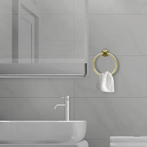 Gold Towel Ring, Hand Towel Holder for Bathroom Wall Mounted, Simple Round Towel Hanger SUS 304 Stainless Steel