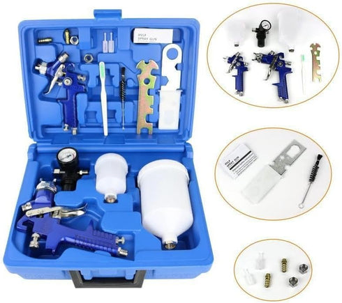 LSLANSOON 1 0.8mm 1 1.4mm Nozzle Set HVLP Gravity Feed Paint Sprayer Tool Kit, Includes x & x Spray Guns, Pneumatic