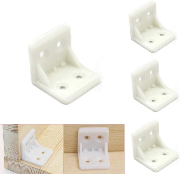 DonLeeving Luckycivia 30Pcs Plastic Furniture Corner Brace, 4-Hole Right Angle Board Holder, L