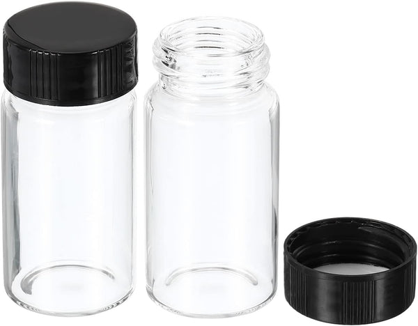 PATIKIL 20mL Reagent Media Bottle, 10 Pack Round Glass Storage Bottles with Plastic Screw Cap