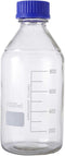 Moonetto 4 Pieces 1000ml Graduated Round Media/Storage Glass Bottles with GL45 Blue Polypropylene Screw Cap