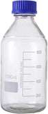 Moonetto 4 Pieces 1000ml Graduated Round Media/Storage Glass Bottles with GL45 Blue Polypropylene Screw Cap