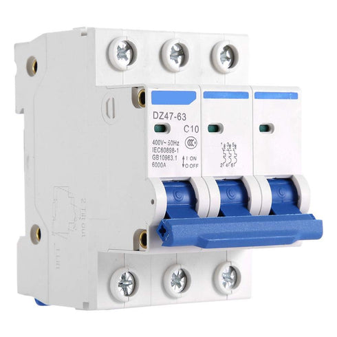 YWBL-WH 3 Pole Miniature Circuit Breaker Safety Breaker DZ47-63 AC 400V 6/10/16/20A(10A), Breaker