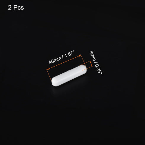MECCANIXITY Magnetic Stirrer Mixer Stir Bar Rod 40mm(1.57") x9mm Cylinder Shape PTFE Coating Magnet White for Laboratory 2Pcs