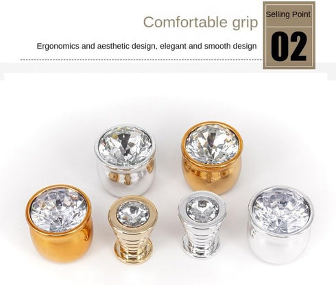 SANCHAKOU 10 8078 Decorative Knobs Pcs Single Hole Coffee Table Bedside Cabinet Drawer Handle Chrome + Crystal
