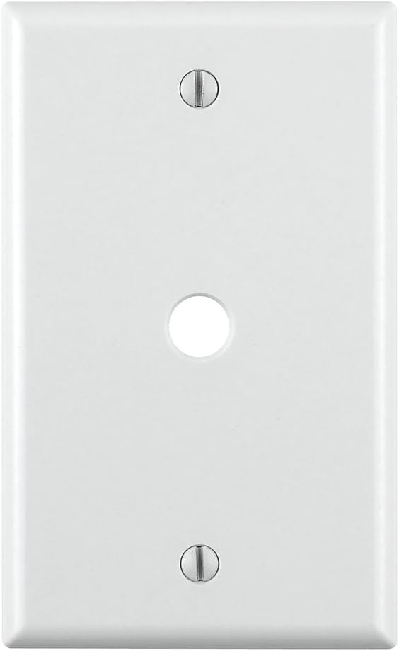Leviton 1-Gang .406 Inch Hole Device Telephone/Cable Wallplate, Standard Size, Thermoset, Box