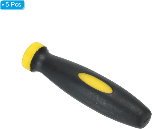 PATIKIL 2.4 Inch Rubber File Handle, 5 Pack Replacement Accessories for 0.2" Diameter File, Black Yellow