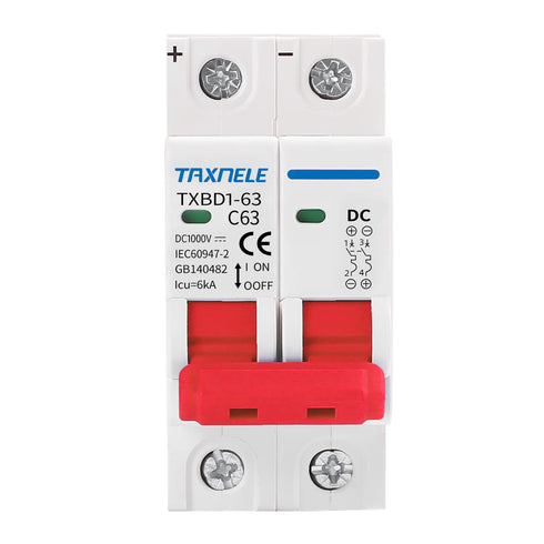 DC Miniature Circuit Breaker 2P 1000V 63A Solar Mini Circuit Breaker Thermal Magnetic Trip DIN Rail Mount