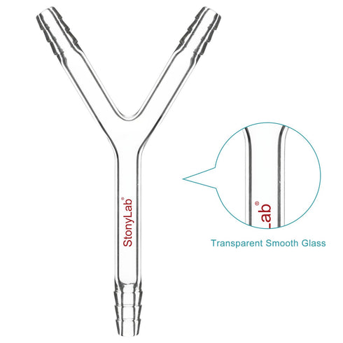 stonylab Glass Connecting Adapter, Borosilicate Glass 8 mm O.D. Y-Shaped 3-Way Connection Tube for Laboratory Air Flow