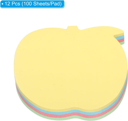 PATIKIL 2.7 x 2.7 Inch Fruit Shape Sticky Notes, 12 Pads, 100 Sheets/Pad, Bright Colorful for Home Office