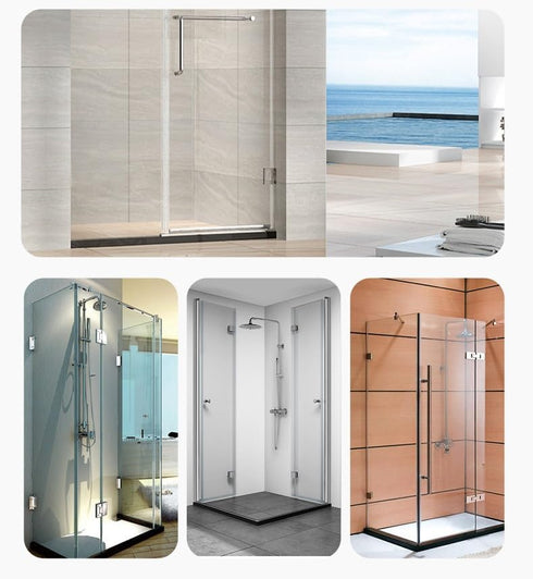 90 Degree Sleeve Over Shower Glass Clamp, Right Angle Connector for Bathroom or Showroom Glass Shower Door