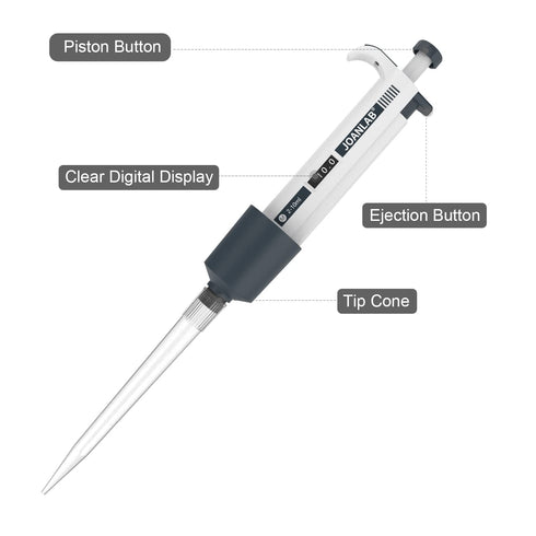 JOANLAB Micropipette - 2-10ml Manual Adjustable Single Channel Pipettes - High Accurate Lab Pipettors with Tips