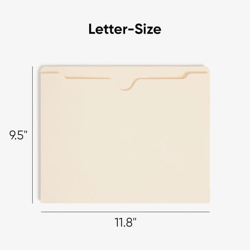 Smead File Jacket, Reinforced Straight-Cut Tab, 2" Expansion, Letter Size, Manila, 50 Per Box