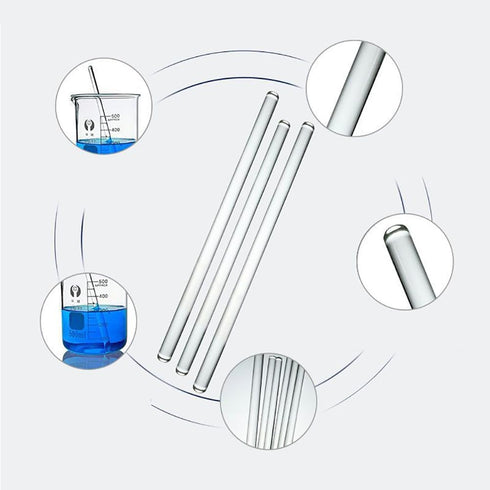 10 Pcs 200mm Glass Stir Sticks, Lab Stirring Rods for Beverage Coffee Cocktail Mixing, Kitchen Use