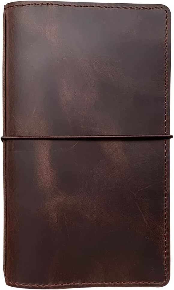 newestor Travelers Notebook Cover: Standard Size with Inner Pockets, Card Slots, and Pen Holder, Dark Brown
