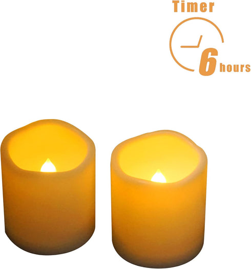 Outdoor Battery Operated Flameless Candles with Timer, Realistic Flickering Plastic Fake LED Pillar Lights for Home