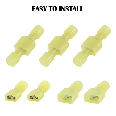 Glarks 100pcs Fully Insulated Female/Male Spade Nylon Quick Disconnect Electrical Crimp Terminals Kit, 12-10 Gauge