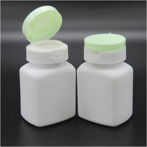 Othmro 6pcs PE Lab Chemical Reagent Bottle, 90ml Wide Mouth Sample Sealing Liquid Storage, White Container Green Cap