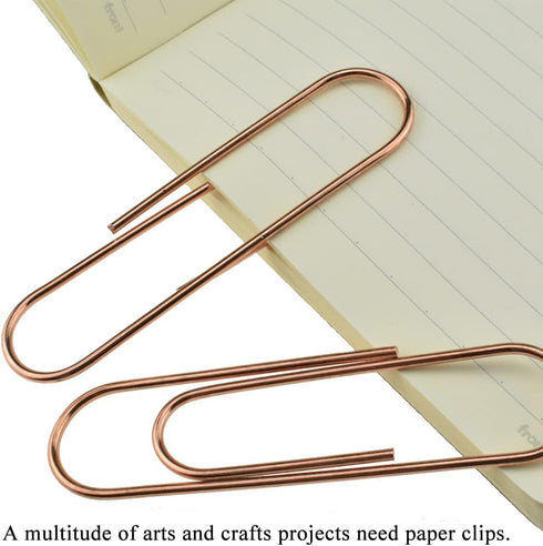 HAHIYO Paper Clips, Sturdy 4 Inches Length, 14 Pack Heavy Duty Rust Proof Reusable Metal Bright Rose Gold