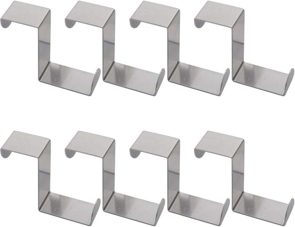 8 PCS Over The Door Hooks, Z-shaped Reversible Sturdy Hanging Hooks, Hold up to 11Lbs, Stainless Steel