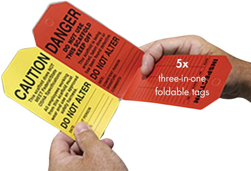 Accuform RP-Plastic Scaffold Status Tag, "Danger/Caution/Attention", 5.75" x 3.25" x 0.015", Black Green/Yellow/Red