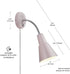 13064 1-Light 6ft Bulb Globe Electric Sophie Plug-in or Hardwire Wall Sconce, Chrome Gooseneck, Matte Rose, Clear Cord