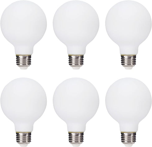 6 Pack truestory G25 (G80) Globe Light Bulb, Warm White 2700K, Dimmable 450LM, E26 Base, Suitable for Any Occasion