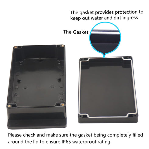 Zulkit Junction Box ABS Plastic Dustproof Waterproof IP65 Electrical Boxes Project Enclosure with Fixed Ear Black 7.87