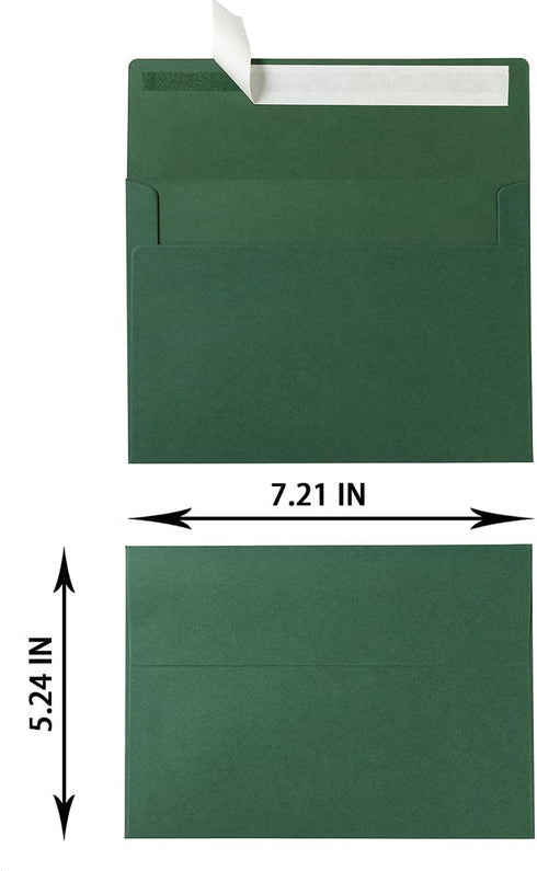 Wishop 100 Pack Dark Green A7 Envelopes Self-Adhesive 5x7 Envelopes for Invitations, 5x7 Greeting Cards by Wishop