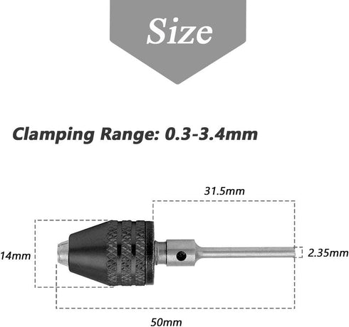 Mesee 2Pcs Keyless Mini Jaw Drill Chuck Collet Conversion Adapter, 0.3-3.4mm Capacity Chucks Converter for Woodworking