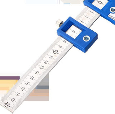 Cabinet Hardware Jig Tool, Drill Guide Sleeve Template for Imperial & Metric, ABS Aluminum Wood Drilling Dowel Ruler