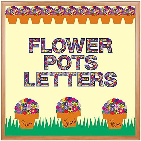 Hygloss Products Bulletin Board Letters and Numbers - Punch Out Flower Pot Design Combo, 3 Inch, 350 Pieces