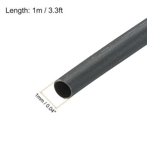 Heat Shrink Tubing 2:1 Cable Sleeving Tube Wrap, 1mm Dia/1m/Black for Electric Insulation Protection