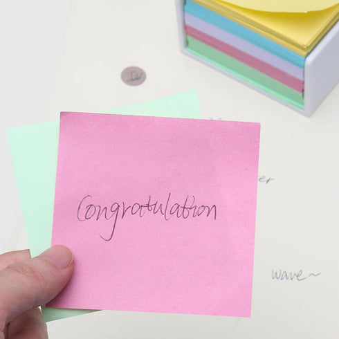 White Memo Holder with 500 Sheets Non-Sticky Colorful Blank Notes, Simple PS Sticky Notes Organizer Notepad Dispenser