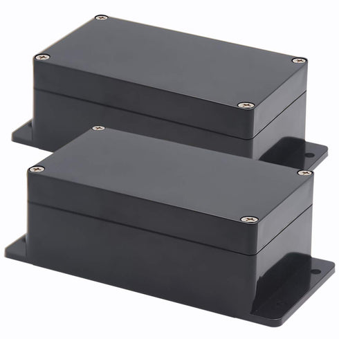 Zulkit Junction Box, ABS Plastic Dustproof Waterproof IP65 Electrical Boxes Project Enclosure, Black (Pack of 2)