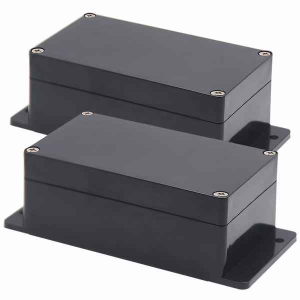 Zulkit Junction Box, ABS Plastic Dustproof Waterproof IP65 Electrical Boxes Project Enclosure, Black (Pack of 2)