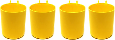 JSP Manufacturing 3 inch Plastic Pegboard Hanging Cup Hook Organizer for Crafts/Office, Multi-Colors, 4 Pack (Yellow)