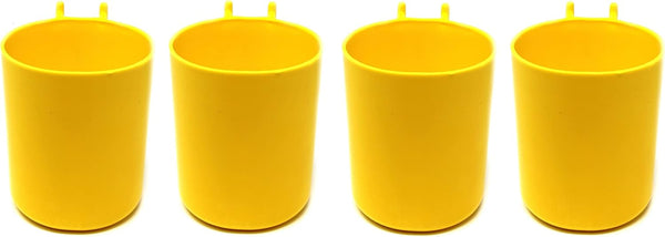 JSP Manufacturing 3 inch Plastic Pegboard Hanging Cup Hook Organizer for Crafts/Office, Multi-Colors, 4 Pack (Yellow)
