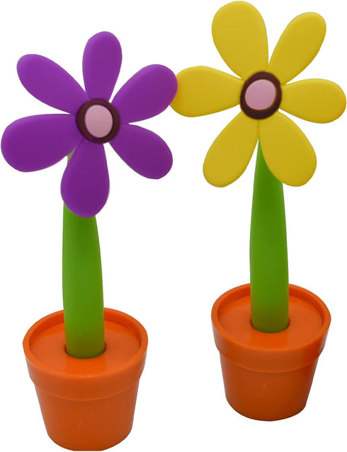 Maydahui 8PCS Flower Ballpoint Pens Set - Cute Creative Design with Plant Pot Stand for Student Party Gifts