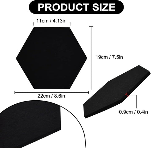 Vuzvuv 6 Pcs Black Hexagon Cork Board Strips, Self-Adhesive Bulletin Board with 50 Pushpins for Home Office