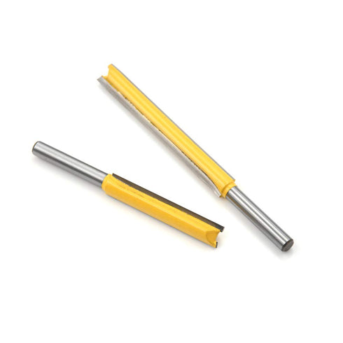 Yakamoz 2Pcs Long Straight Router Bit Set, 1/4-Inch Shank, Double Flute Wood Milling Cutter, 2" & 3" Cutting Height