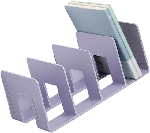 Qsvbeeqj Acrylic Book End for Shelves 4 Compartments Book End Desk Book Stopper